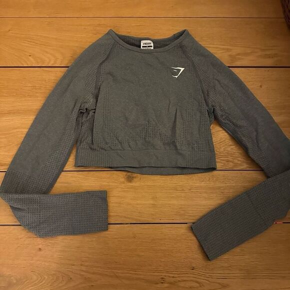 Gymshark vital seamless 2.0 long sleeve crop top gray medium - Picture 1 of 9